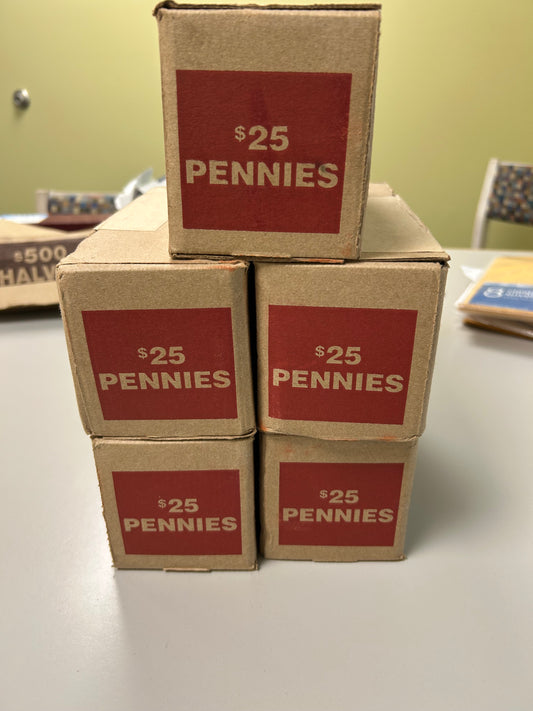 $25 pennies sealed unseached bank box