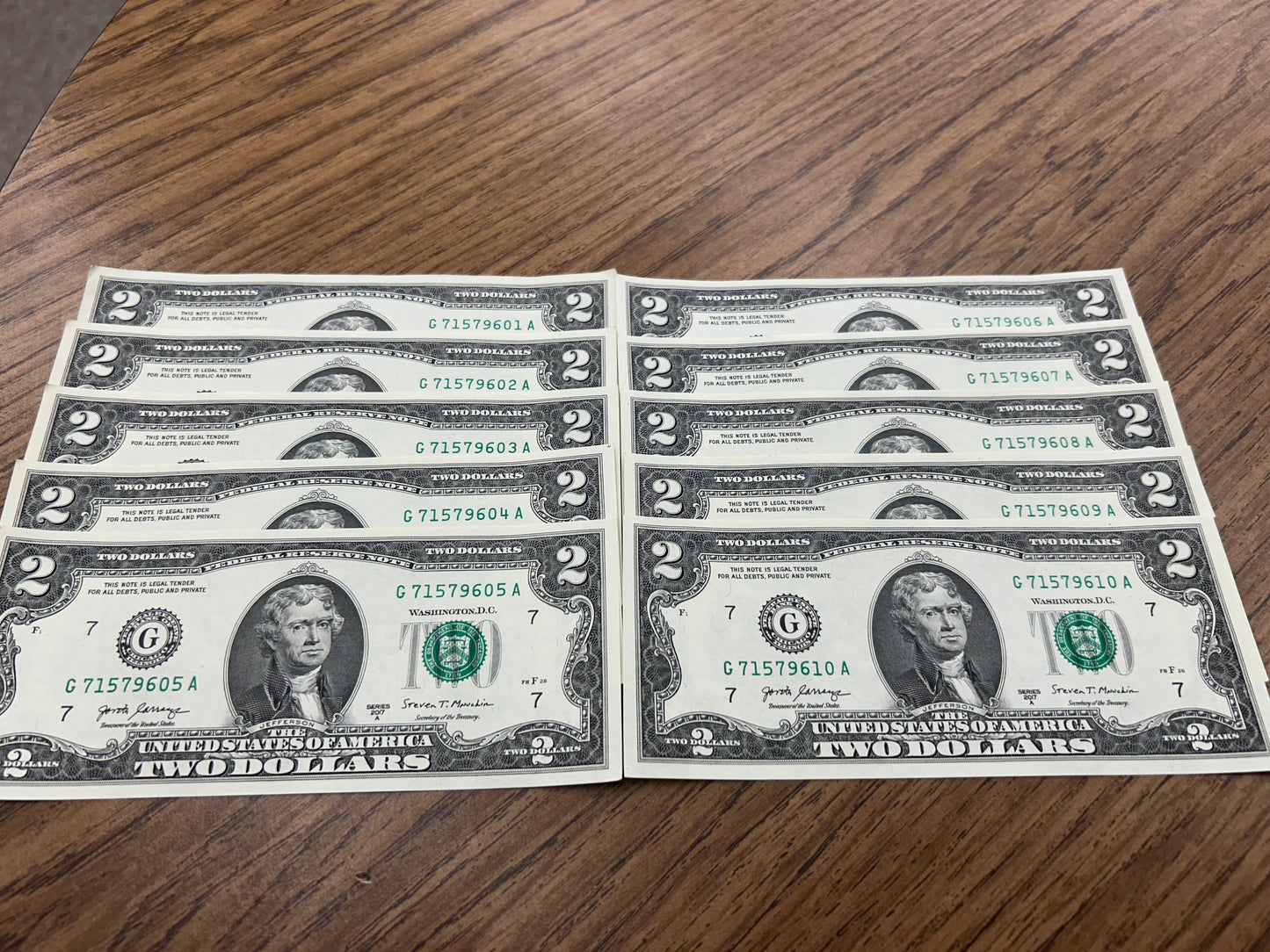 new sequential 50 - 2 dollar bills $100.00 face value. (Copy)