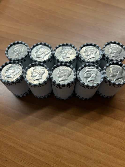 10 Rolls Half Dollars $100  un searched bank sealed Loomis/ Brinks (200 Coins).