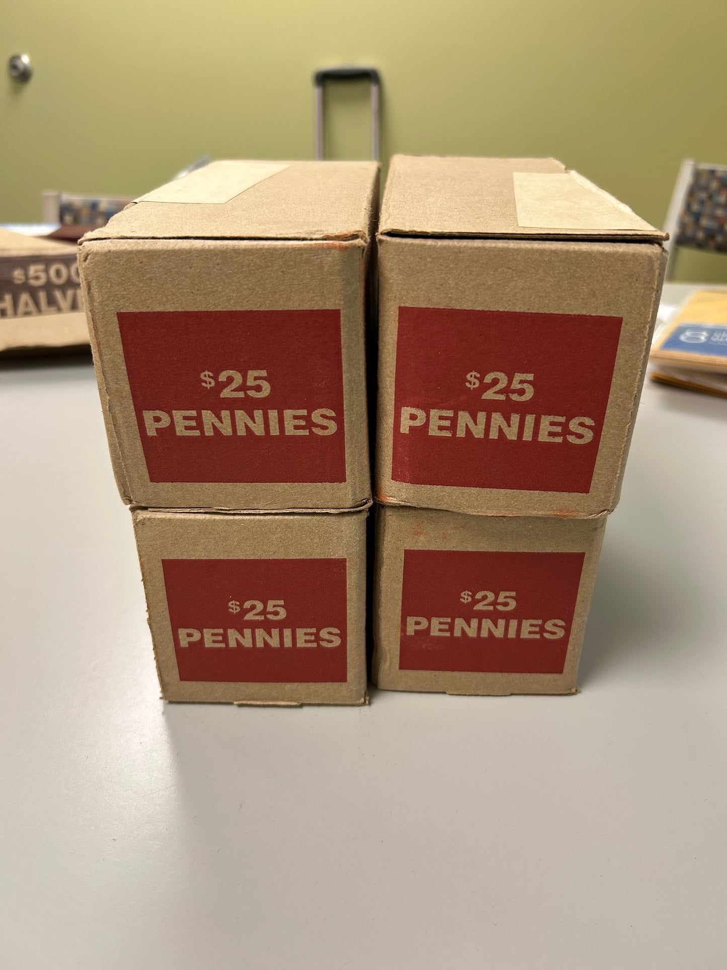 $25 pennies sealed unseached bank box