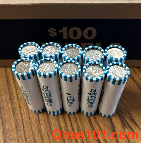 10 Unsearched Jefferson Nickel Rolls! , Circulated Coins Bank Rolled